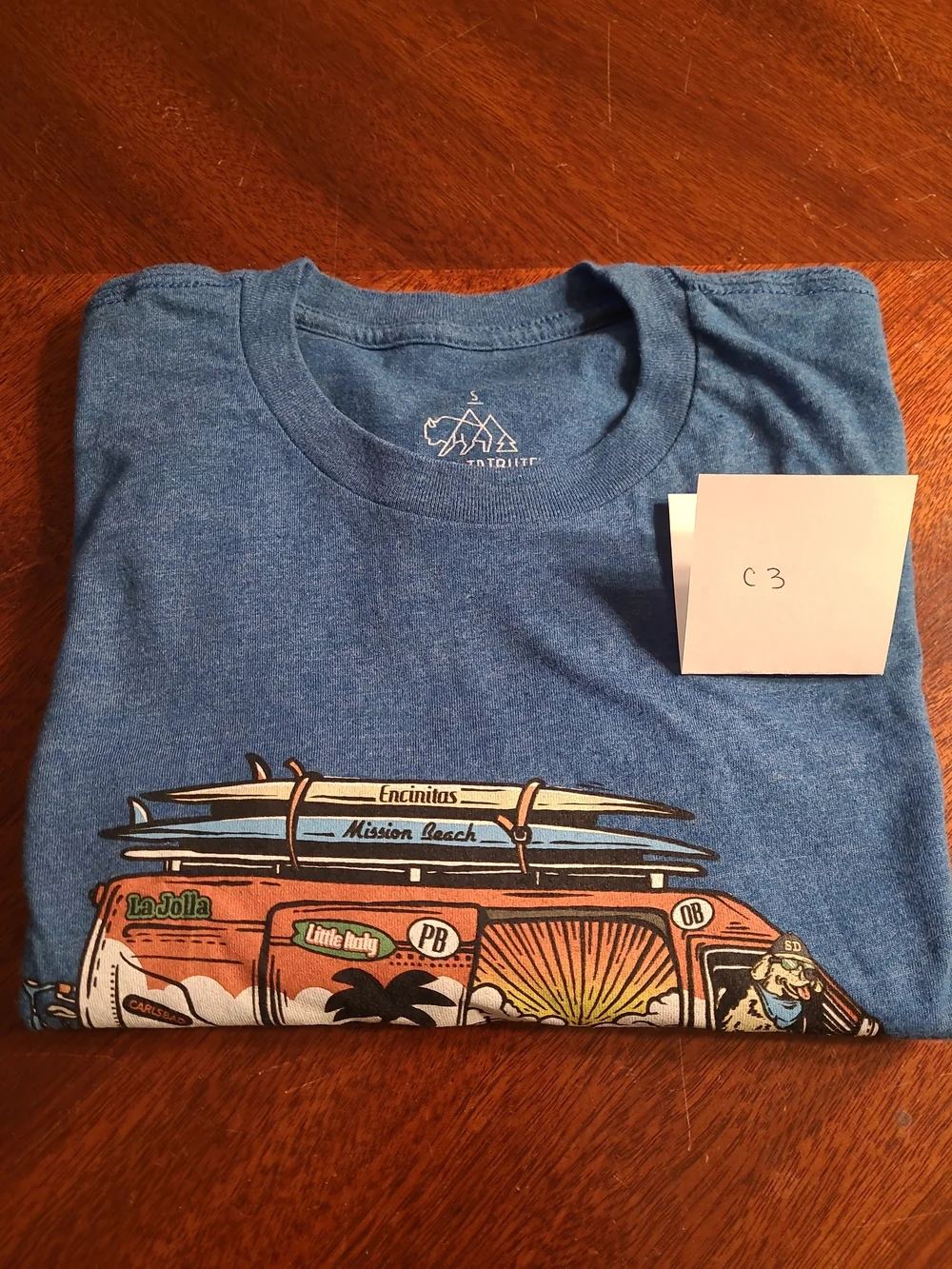 Wild Tribute San Diego Surf Van Graphic Tee - Heather Blue Size Small Unisex